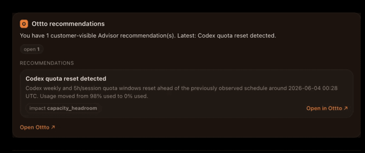 Ottto recommendations card inside ChatGPT: a reviewed savings recommendation.